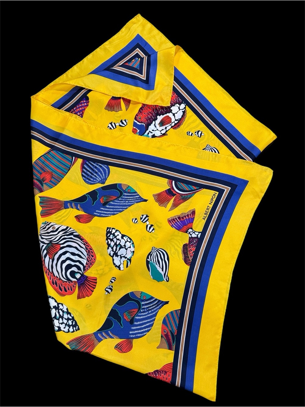 Vintage Albert Nipon Silk Fish Scarf